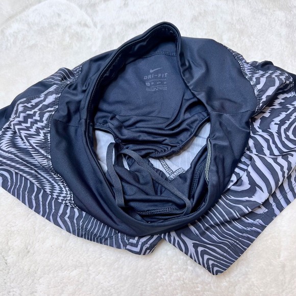 Nike Dri-fit Running Shorts Size XS Navy Blue Gray Zebra Print 905327 Drawstring - Picture 3 of 4